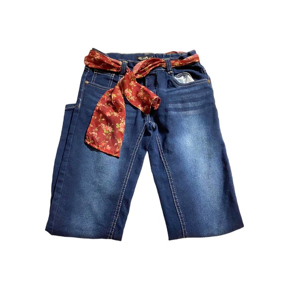 Delia’s Girl denim blue jeans with scarf belt size 12 - Picture 3 of 4